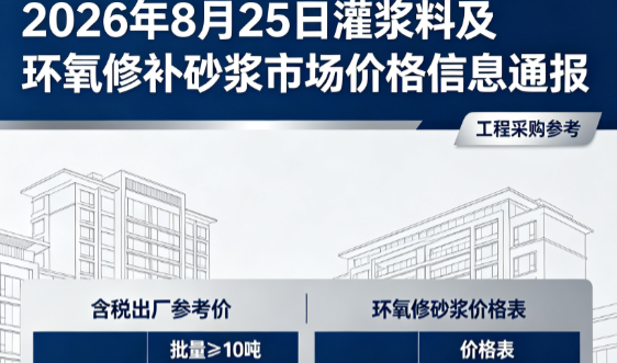 博乐2026年8月25日灌浆料及环氧修补砂浆市场价格信息通报